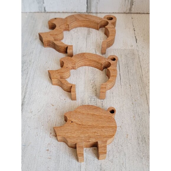 Wooden standing pigs puzzle family home decor set farm home decor - Picture 7 of 10